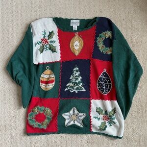 Festive Green and Red Holiday Sweater